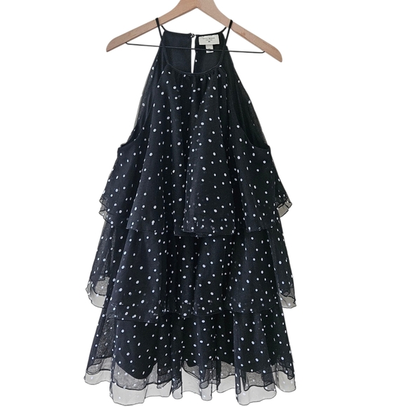 Kate Spade x Target Black White Polka Dot Tiered Halter Mini Dress - Picture 2 of 10